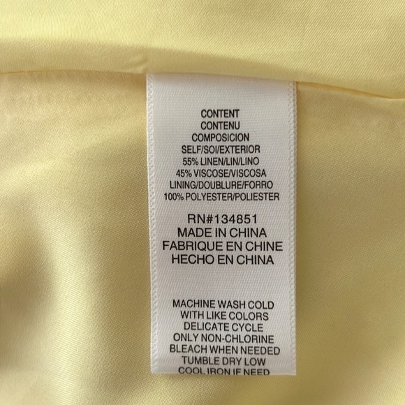 WAYF Sinclair Ditsy Floral Yellow Off The Shoulder Linen Mini Dress Tie Front - Picture 15 of 16